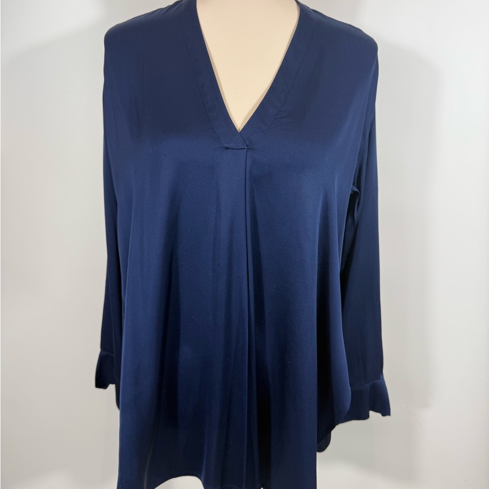 Vince Blue Relaxed V-Neck Blouse